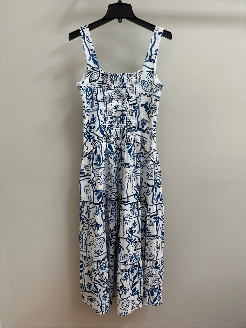 CeCe White and Blue Floral Patchwork Maxi Dress